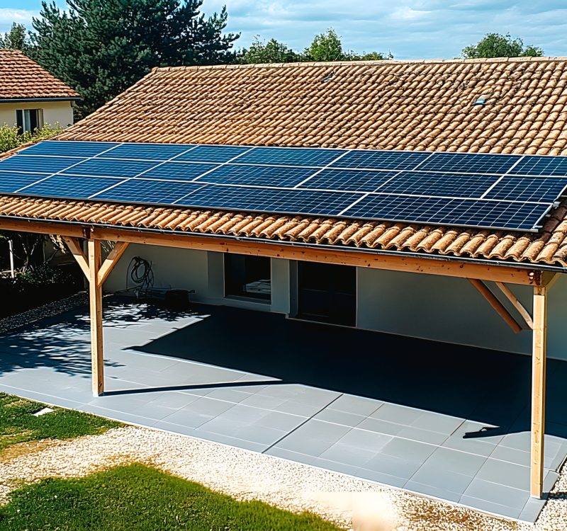Panneaux solaires installés sur un auvent